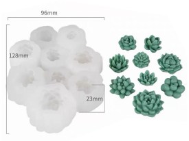 Molde silicona 9 mini suculentas